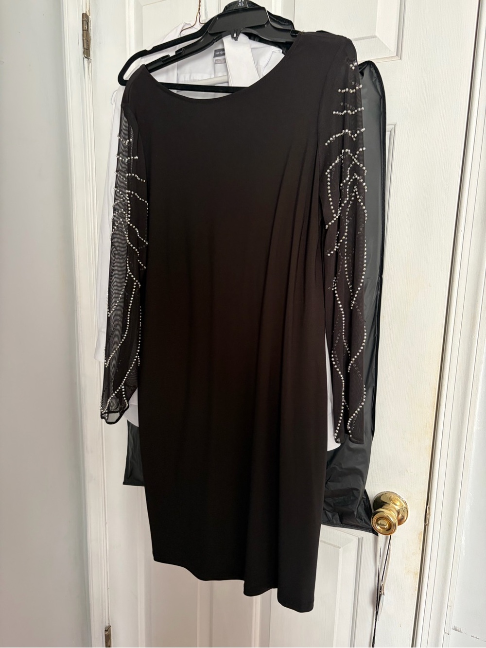 Elegant Black Long-Sleeve Beaded Cocktail Dress size 12